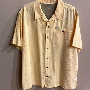 COLUMBIA SPORTWEAR men’s eco friendly cotton button down shirt yellow plaid L